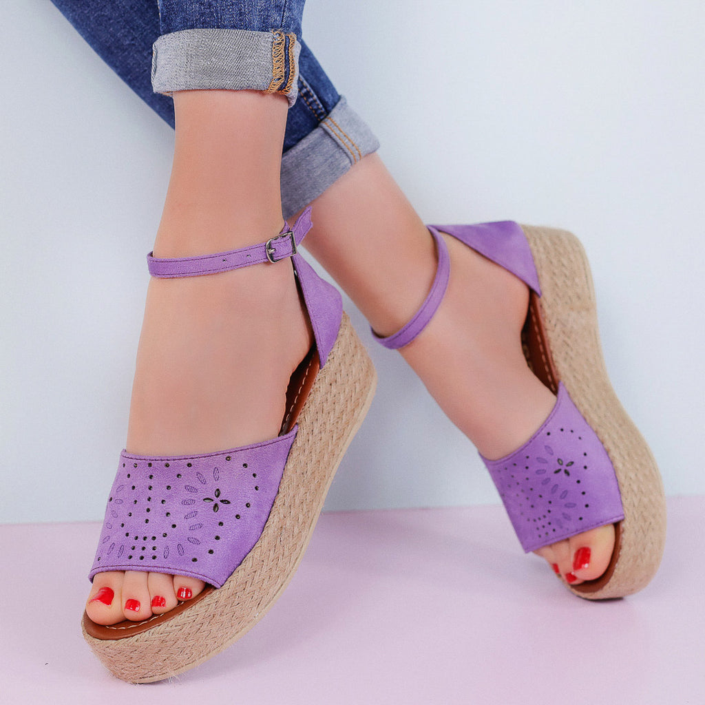 Лилави сандали на платформа Sienna-Purple | DMR.