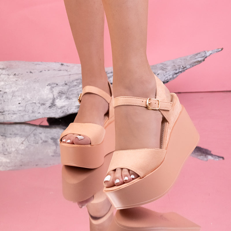 Дамски сандали на платформа Tangra - Pink