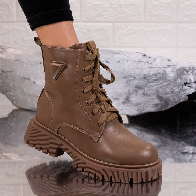 Дамски боти Azila - Khaki Leather