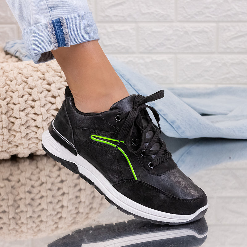 Дамски маратонки Nalina - Black/Green