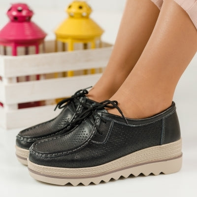 Дамски обувки-естествена кожа - BELLA BLACK | DMR.