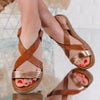 Кафяви сандали от естествена кожа Belisa - Gold | DMR.