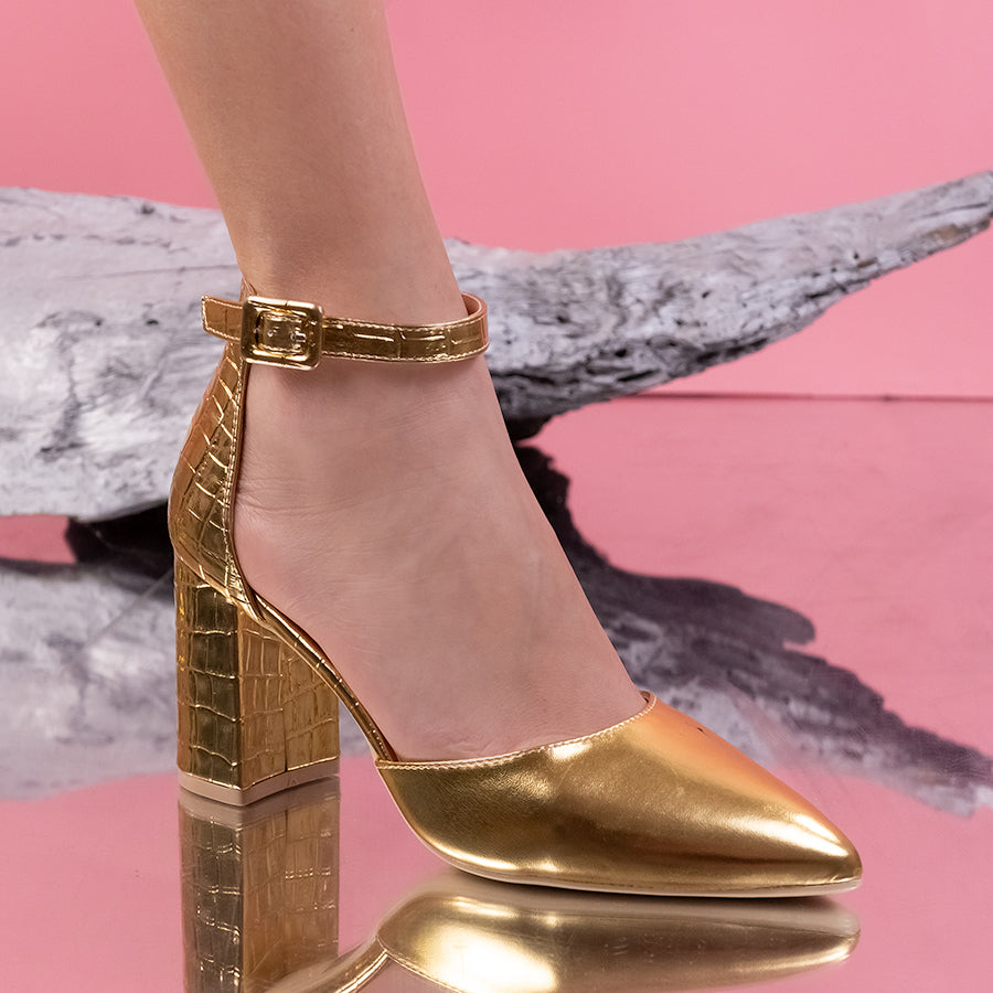 Дамски обувки на ток Angelina - Gold