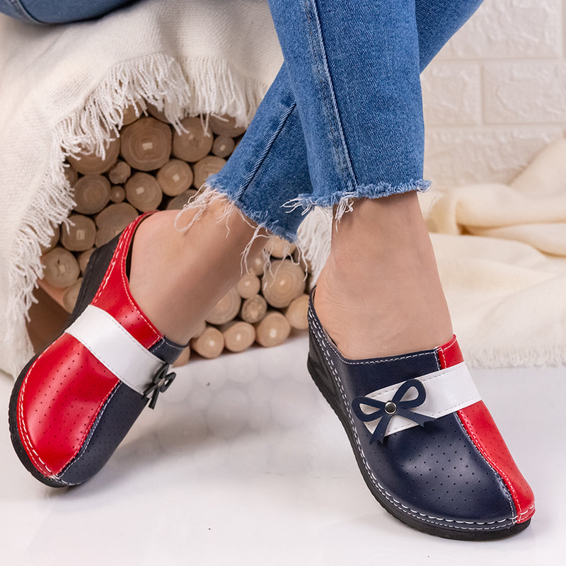 Дамски чехли на платформа Salmina - Navy