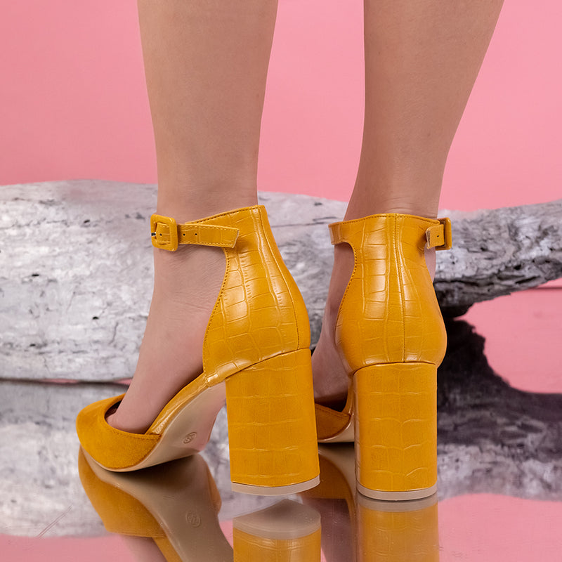 Дамски обувки на ток Angelina - Yellow