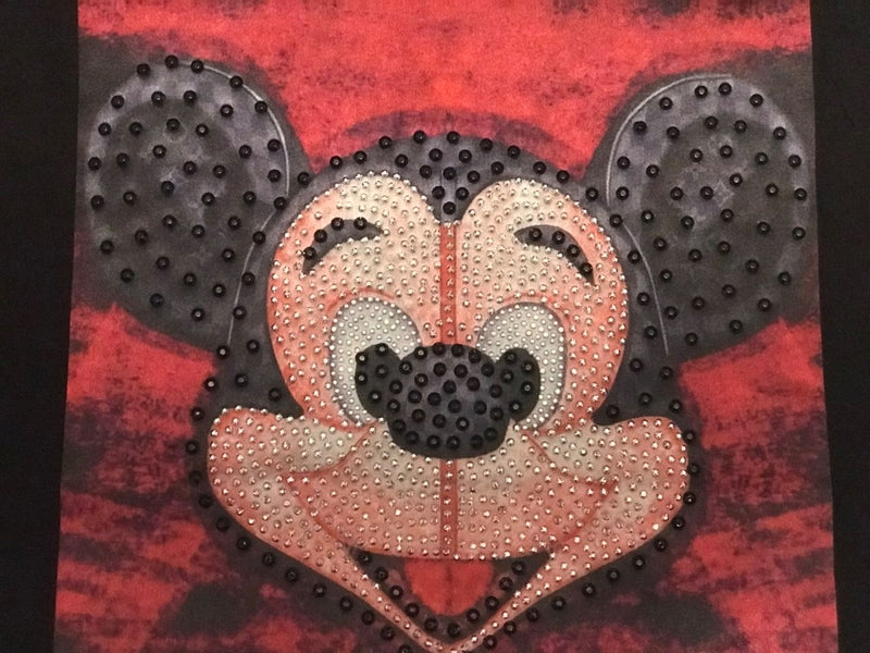 Дамска тениска с ефектен принт Mickey - Red | DMR.