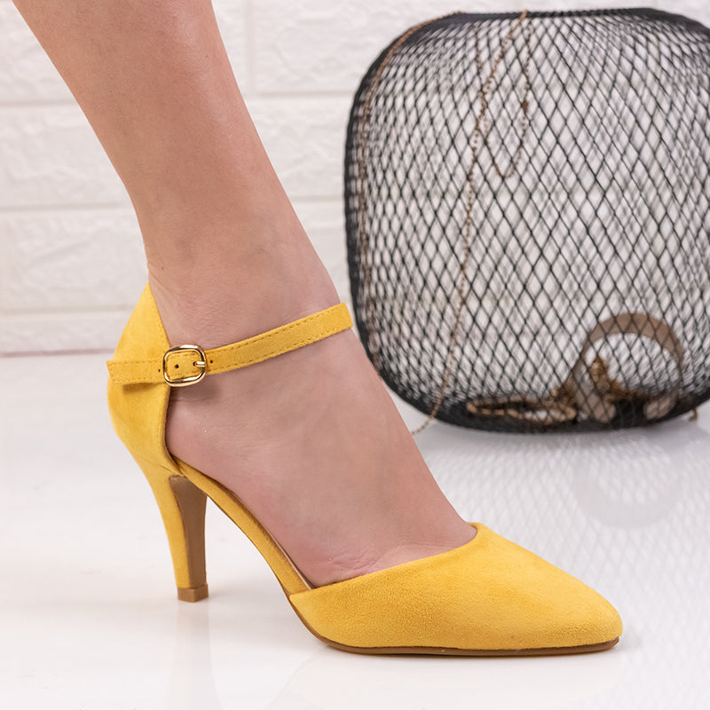 Дамски обувки на ток Adena - Yellow