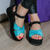 Дамски сандали на платформа Cora Blue | DMR.