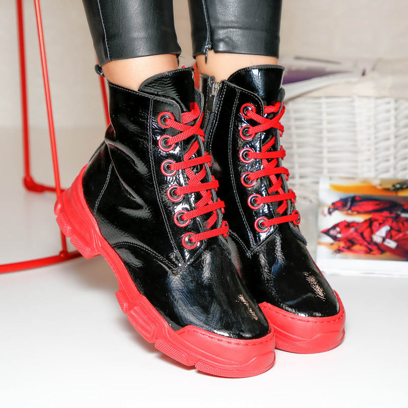 Дамски боти Steffy - Black/Red | DMR.
