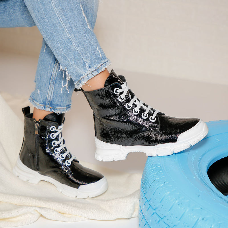 Дамски боти Steffy - Black/White | DMR.