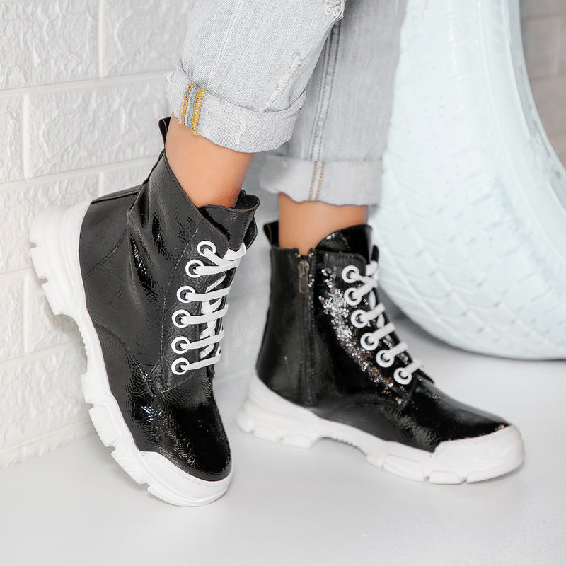 Дамски боти Steffy - Black/White | DMR.